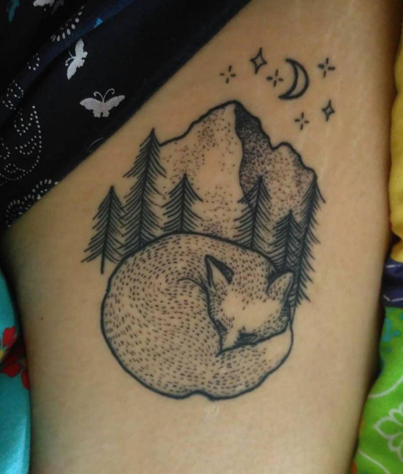 30 Great Sleeping Fox Tattoos For Your Inspiration